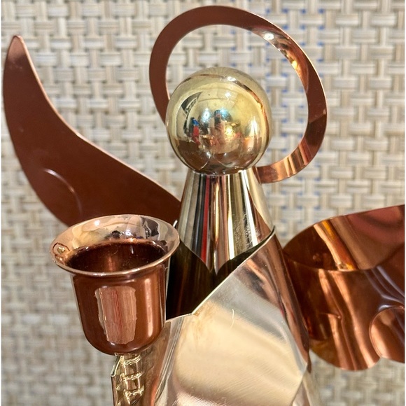 🎄🌟2xHP🌟VTG 1990s Copper & Brass Angel Candlestick Holder Home For Holidays - Picture 4 of 13